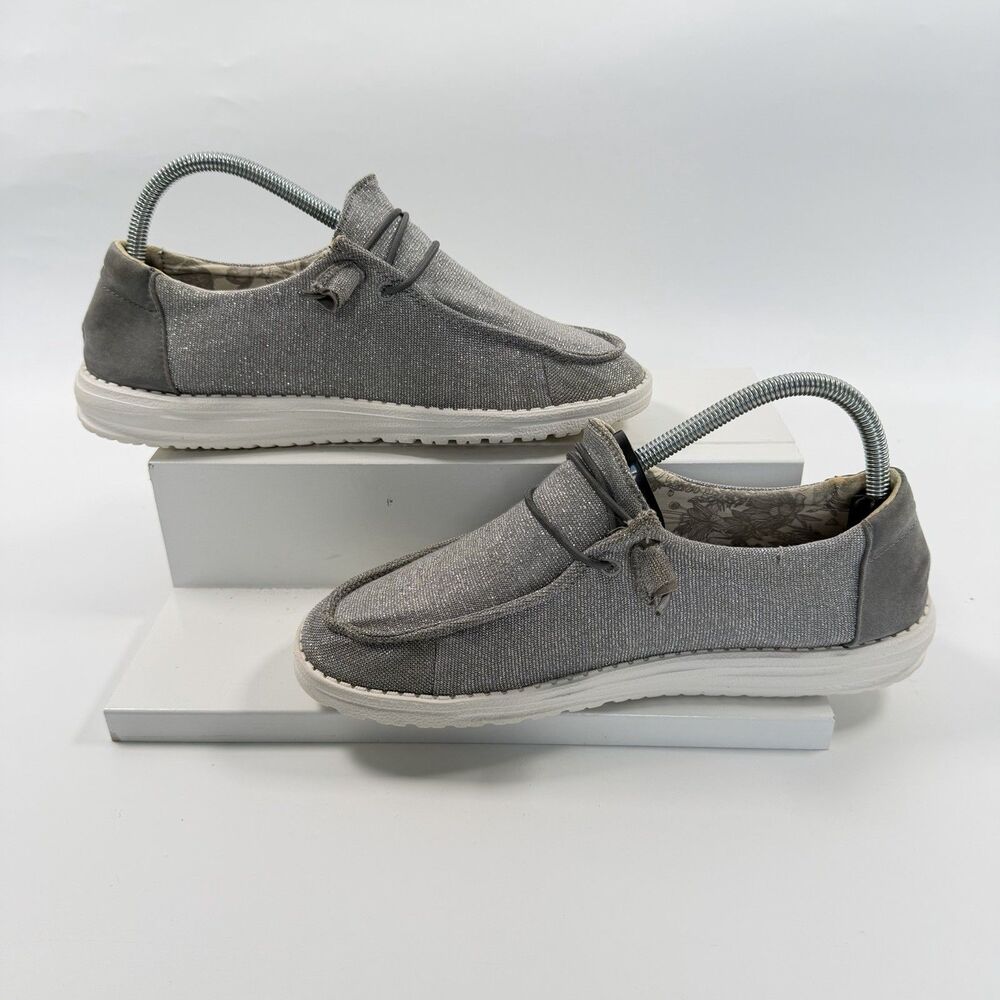 Hey Dude Wendy Stretch Sparkling Gray Slip On Loafers Shoes Size 9 - Picture 4 of 9